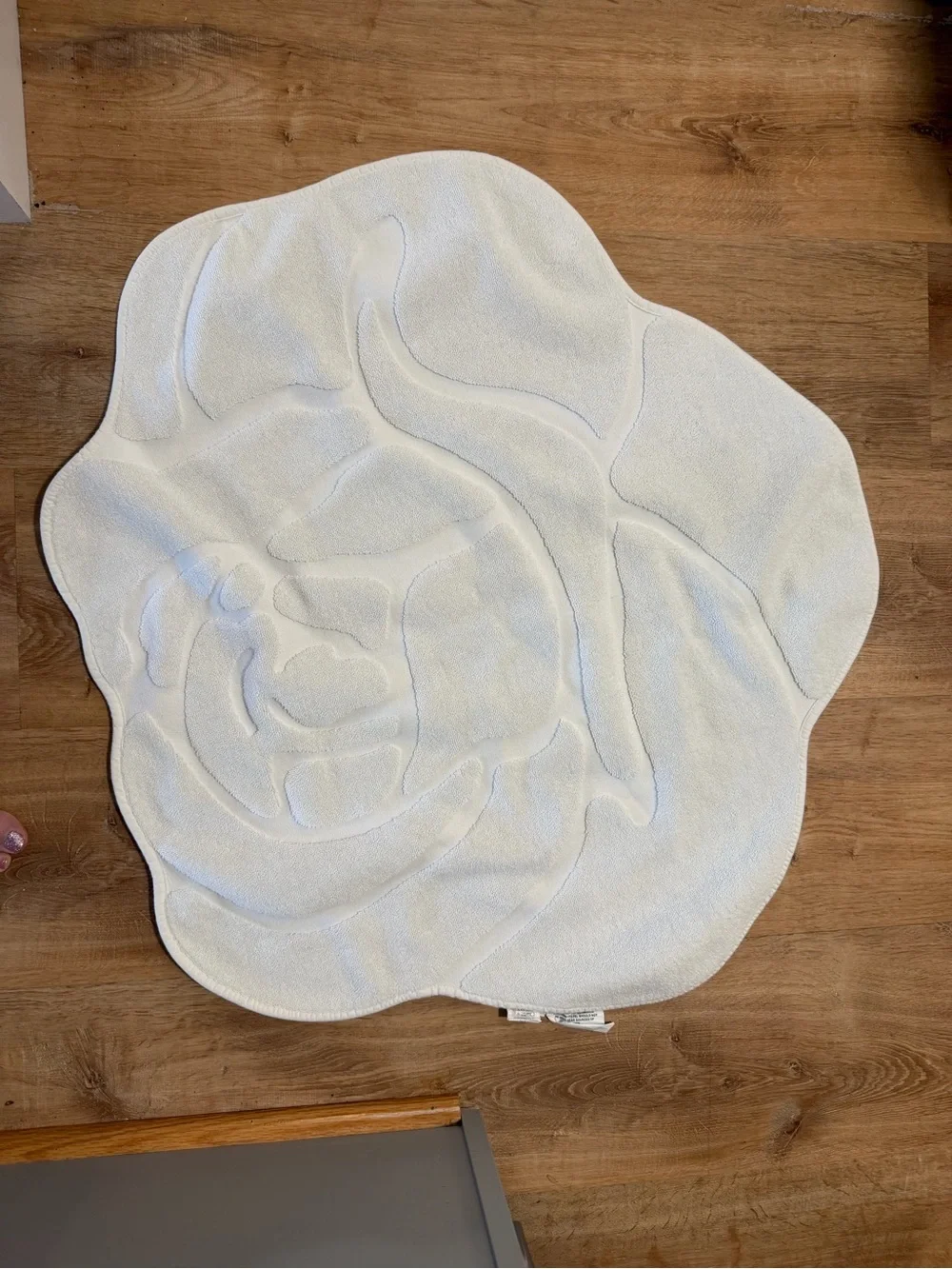 Loveshack Fancy White Rose Shaped Bath Mat Rug